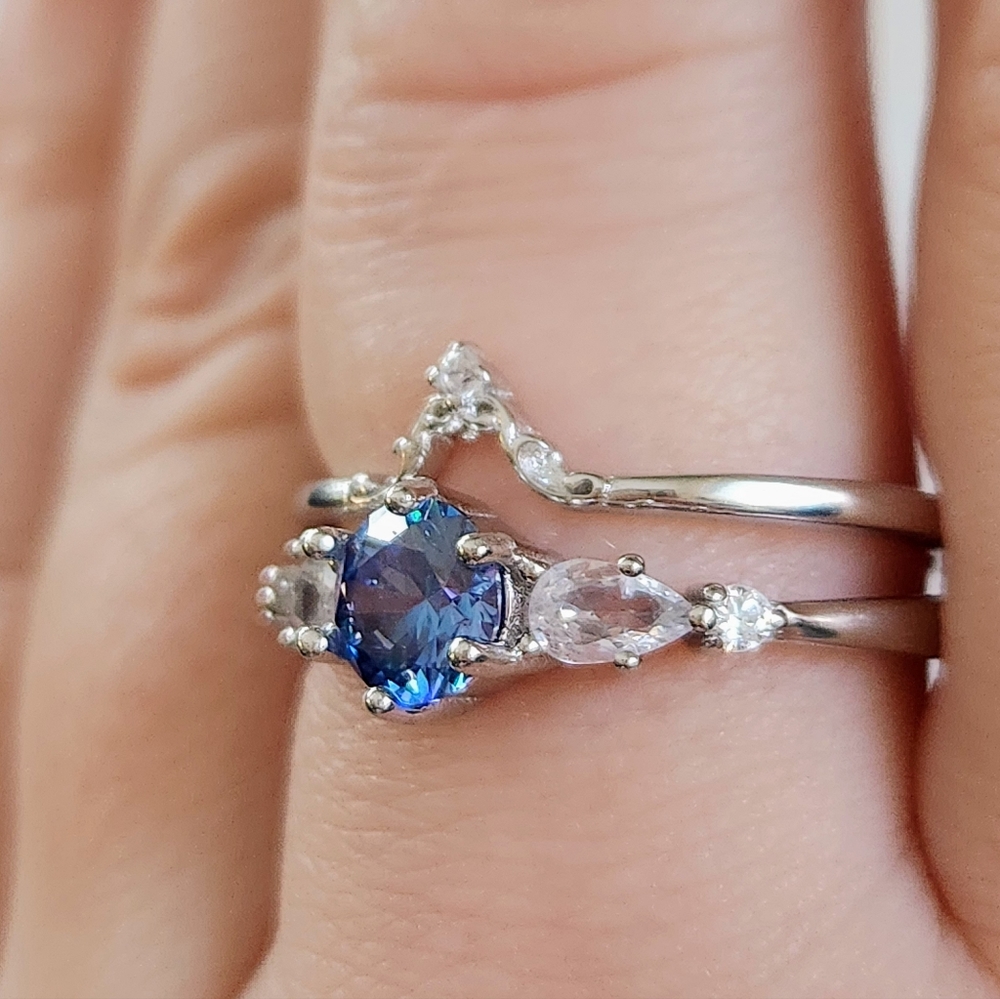 NWT Ryze Denim Blue & White Frost CZ .925 Sterling Silver Rings - Size 10 - Picture 11 of 12